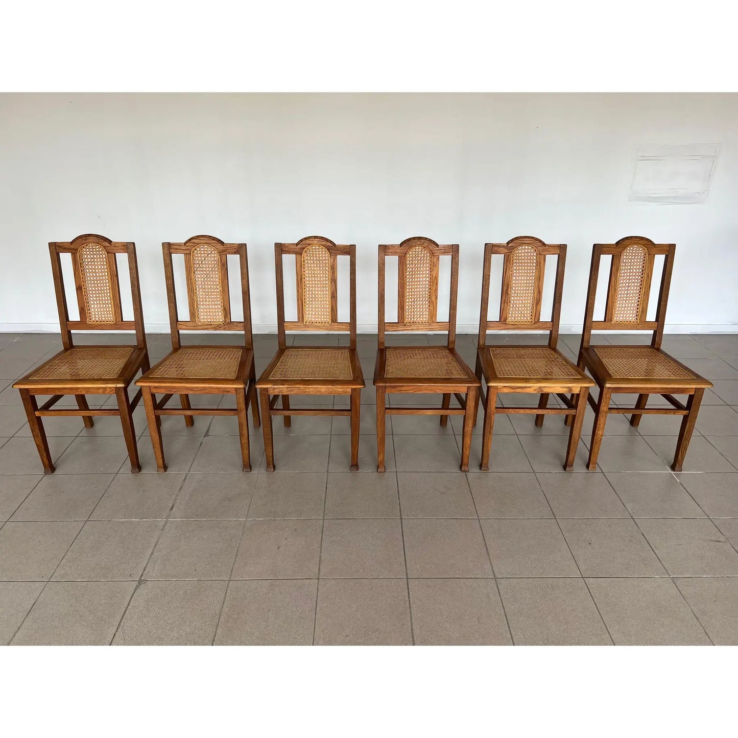 Antique French Colonial Rattan Dining Chairs – Set of 6