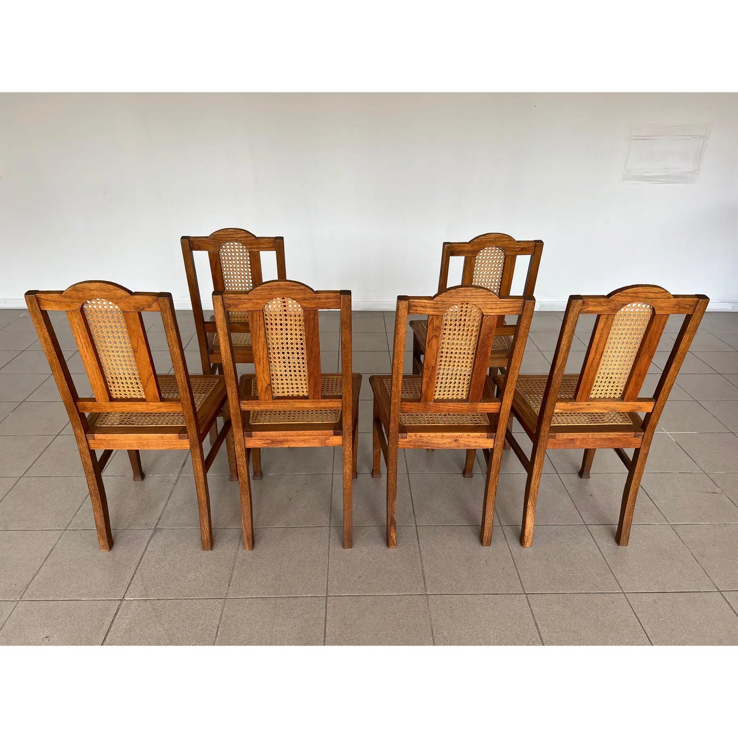 Antique French Colonial Rattan Dining Chairs – Set of 6