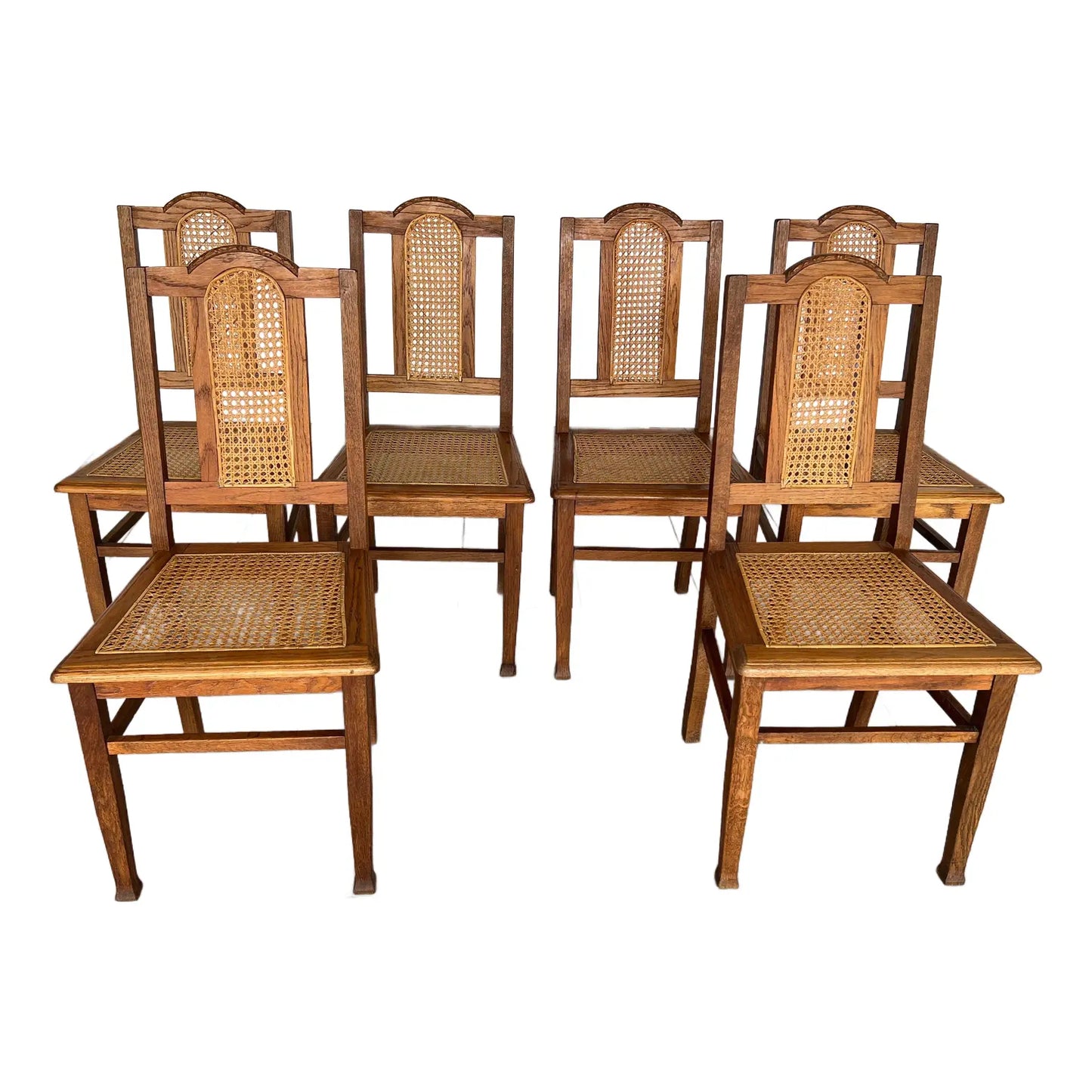 Antique French Colonial Rattan Dining Chairs – Set of 6