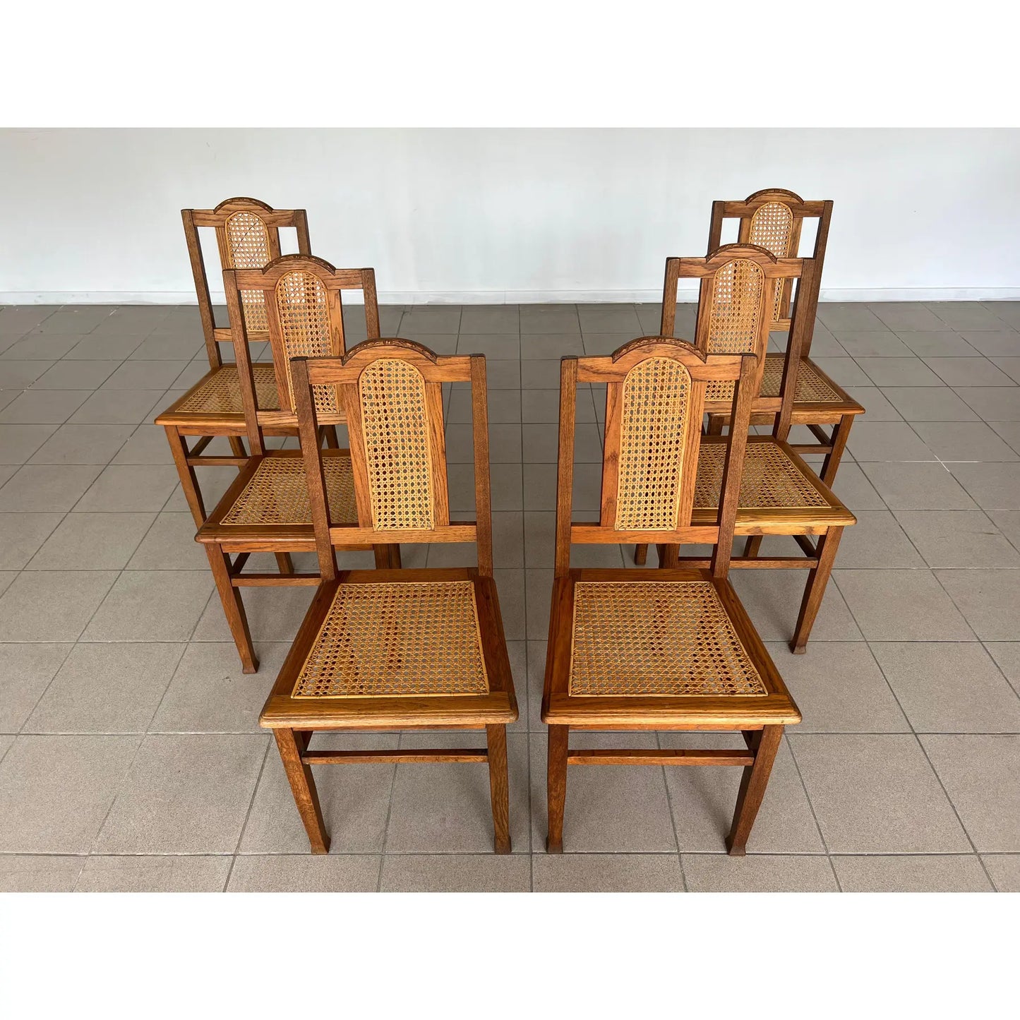 Antique French Colonial Rattan Dining Chairs – Set of 6