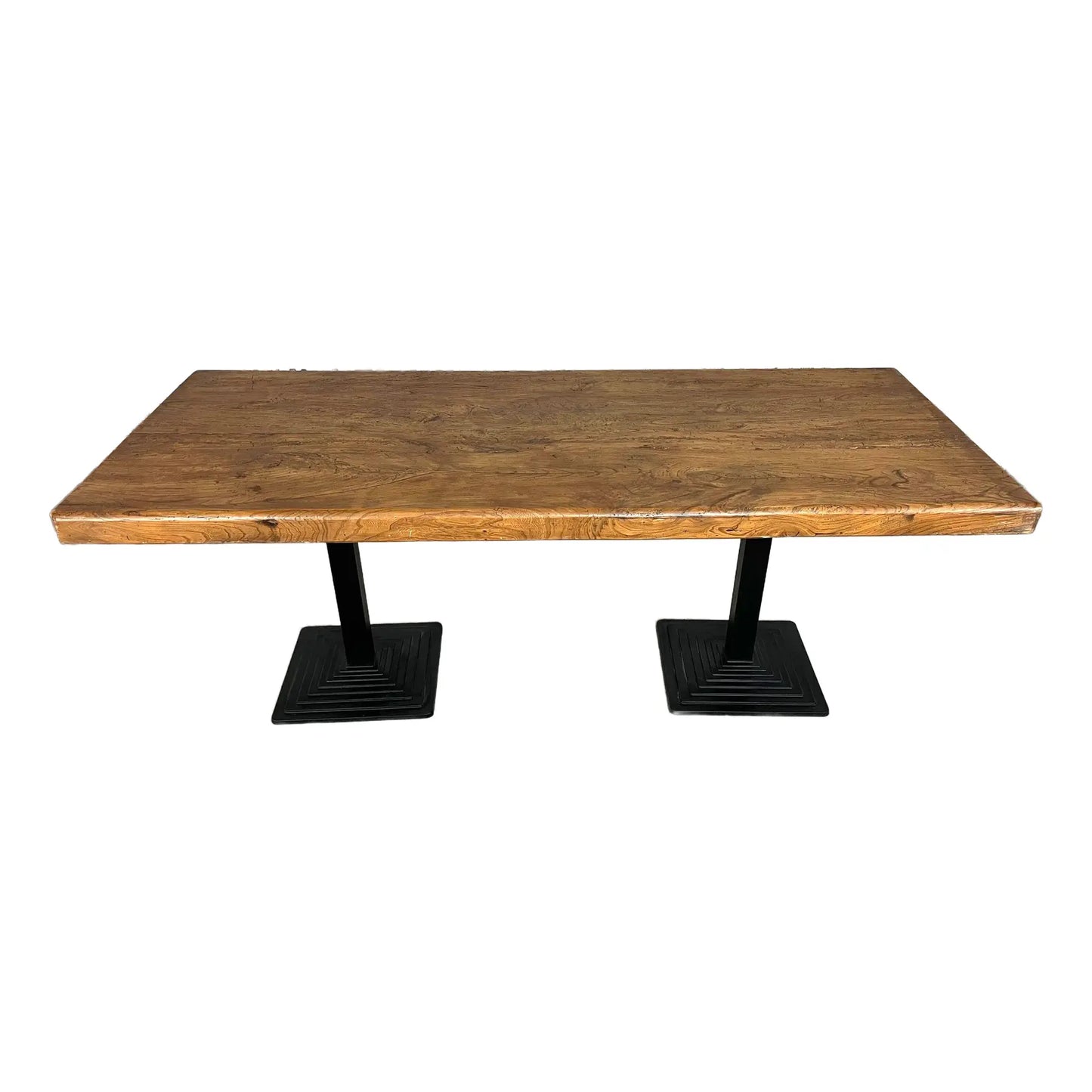 Cast Iron and Oak Industrial Dining Table