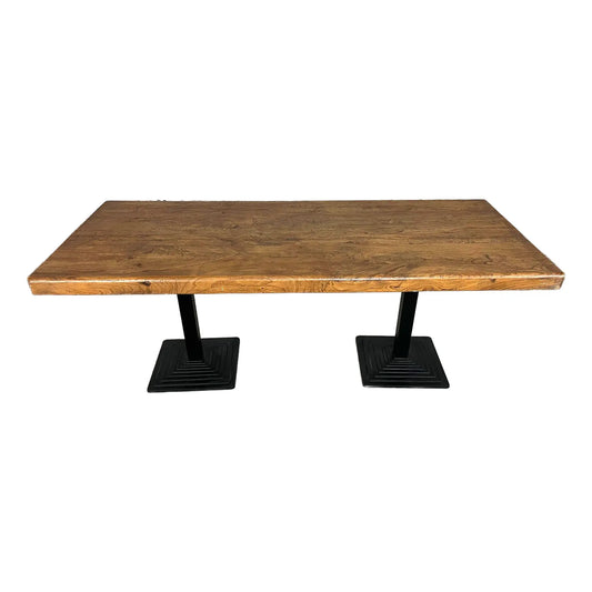 Cast Iron and Oak Industrial Dining Table