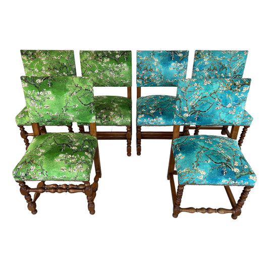 Dining Chairs in Louis XIII Style, Original Upholstery – Set of 6