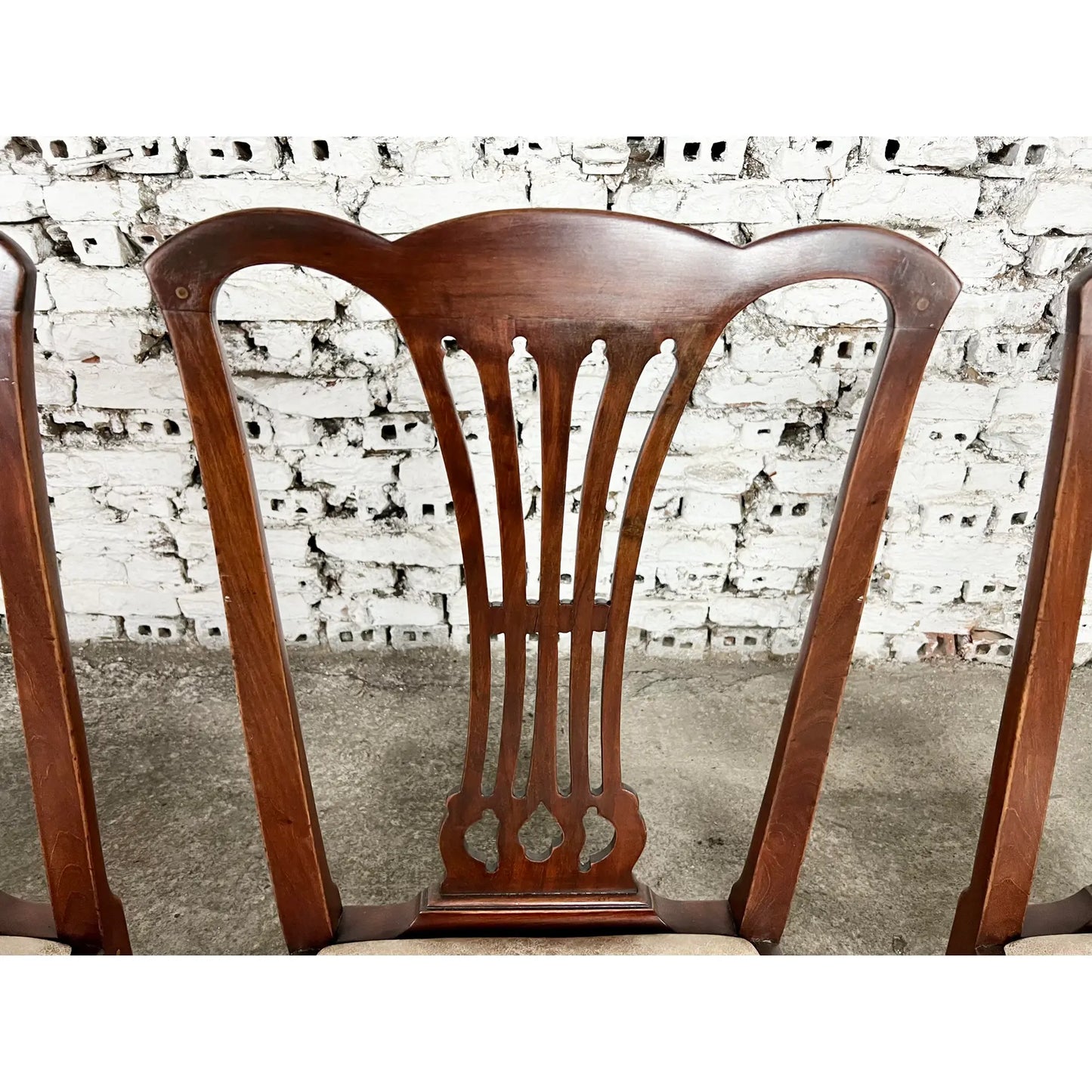 English Georgian Style Mahogany Side Dining Chairs, Newly Upholstered - 8 + 1 Armchair