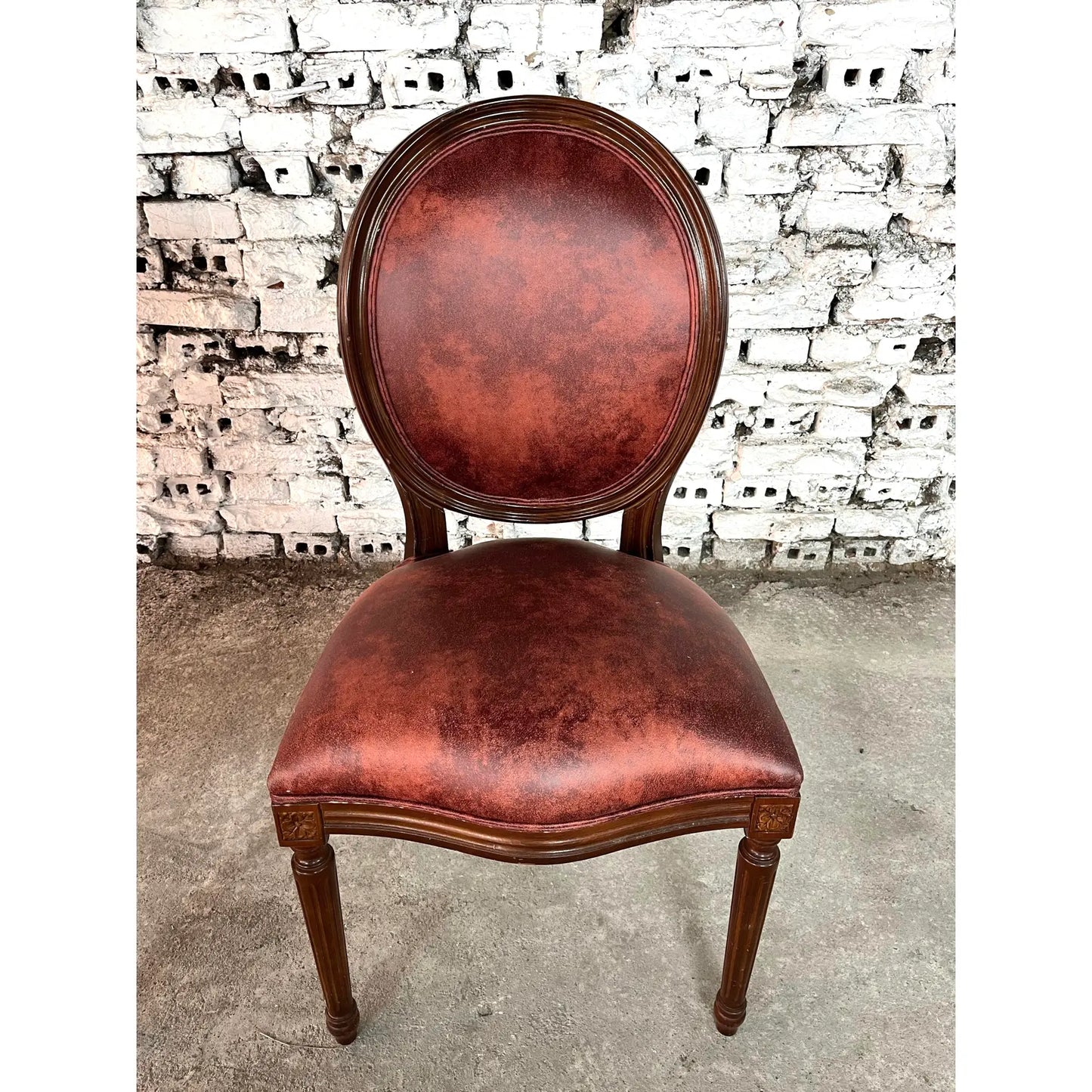 French Louis XVI Medallion Back Dining Chairs, Reupholstered - Set of 6