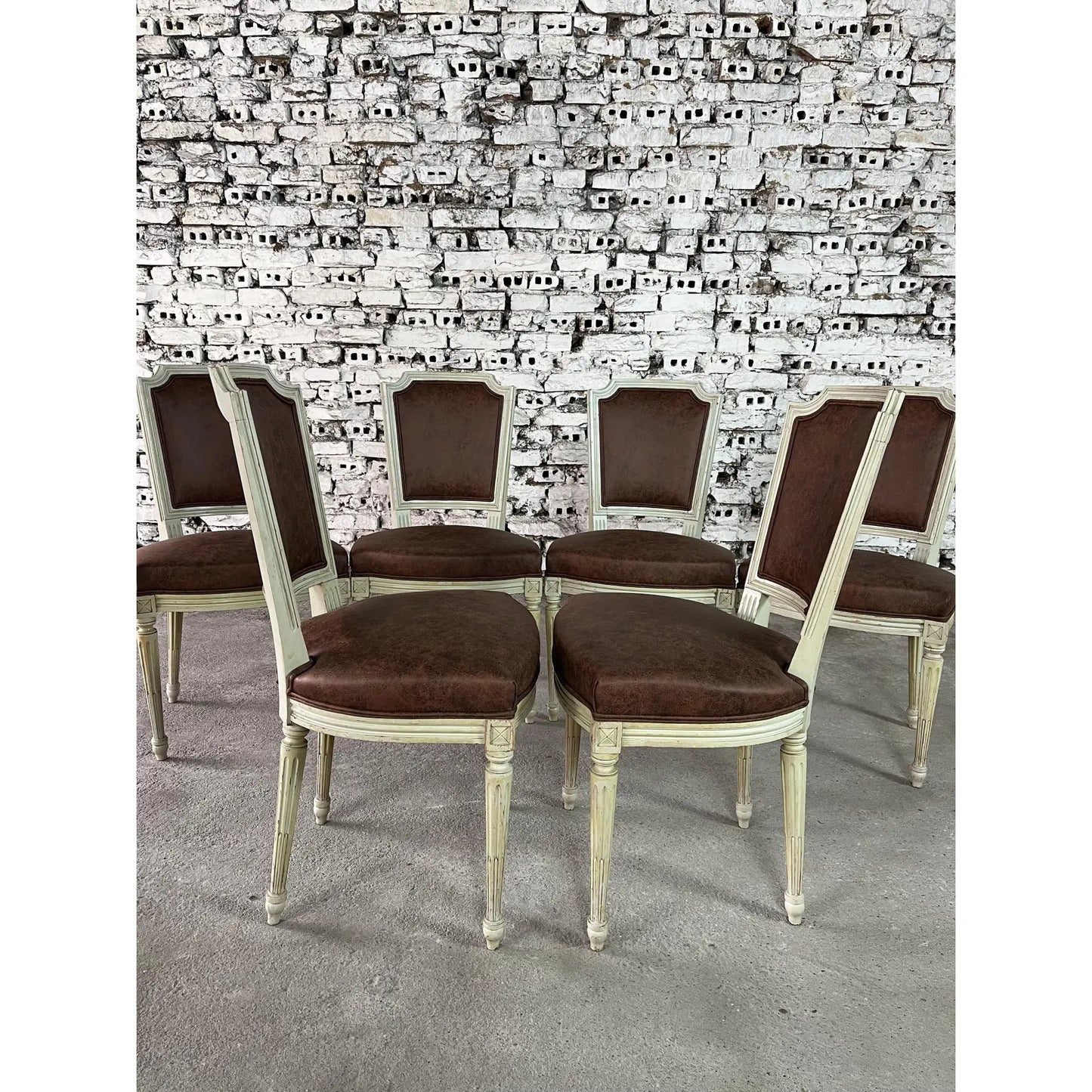 French Louis XVI Style Dining Chairs, Reupholstered – Set of 6