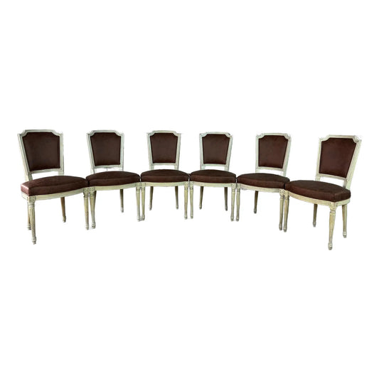 French Louis XVI Style Dining Chairs, Reupholstered – Set of 6