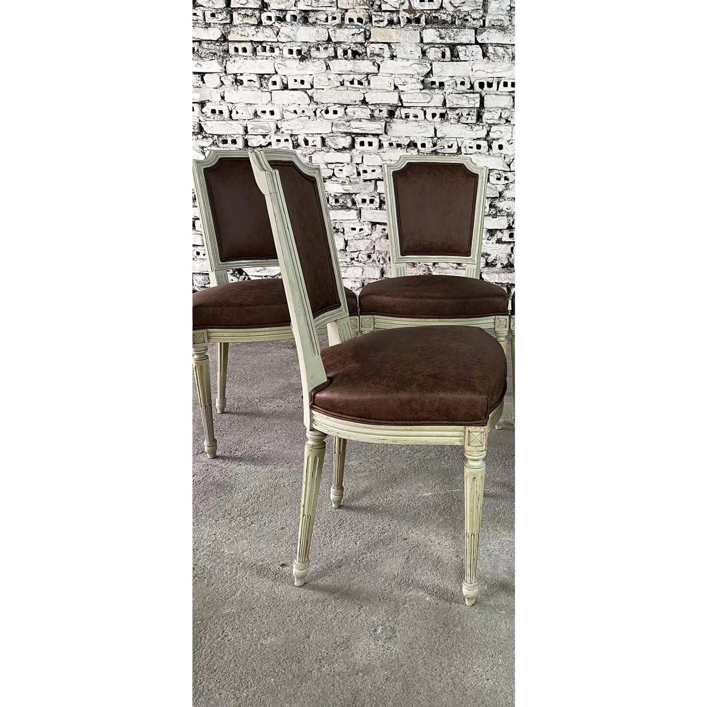 French Louis XVI Style Dining Chairs, Reupholstered – Set of 6