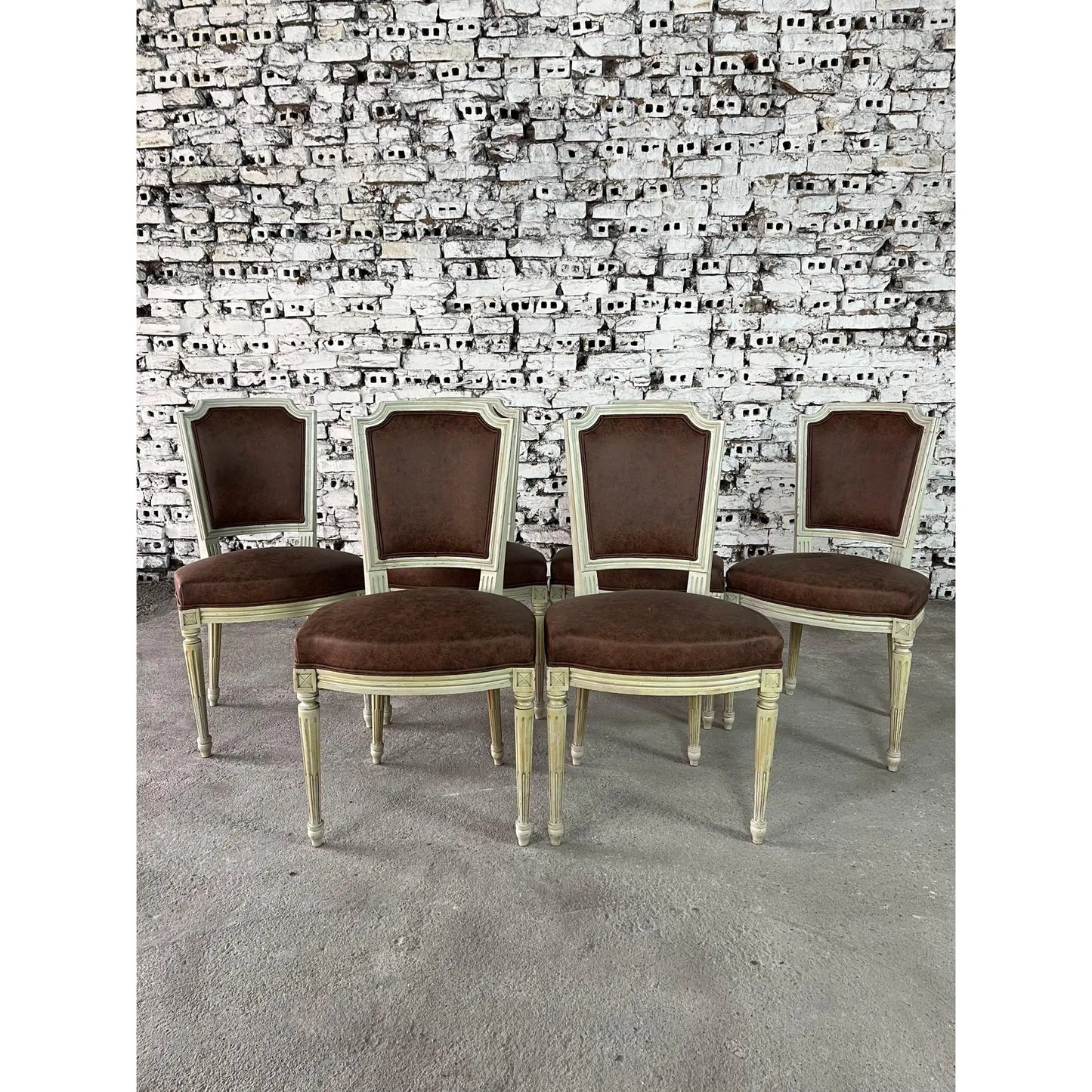 French Louis XVI Style Dining Chairs, Reupholstered – Set of 6