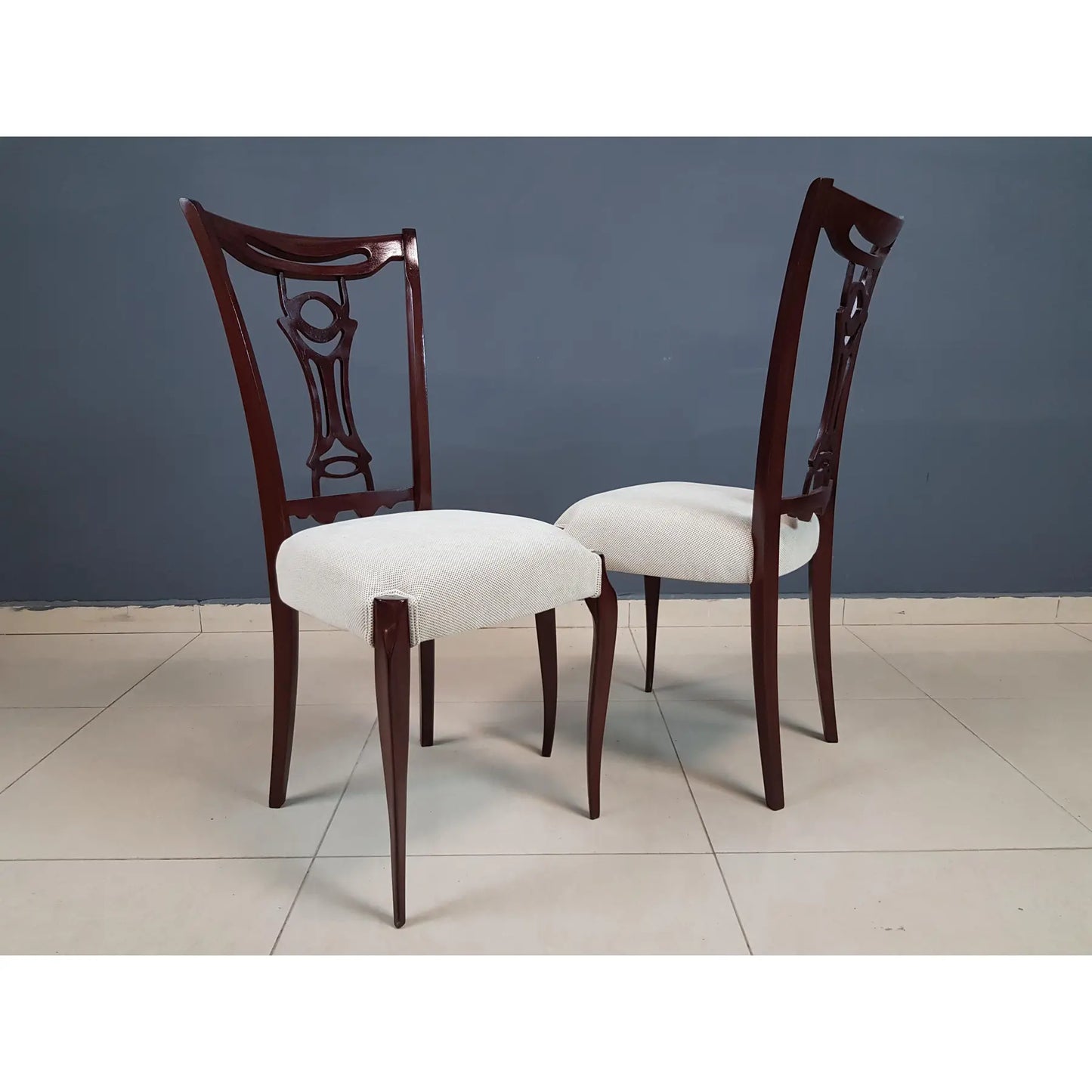 Italian Vintage Modern Dining Chairs in the Style of Paolo Buffa Newly Upholstered - Set of 5