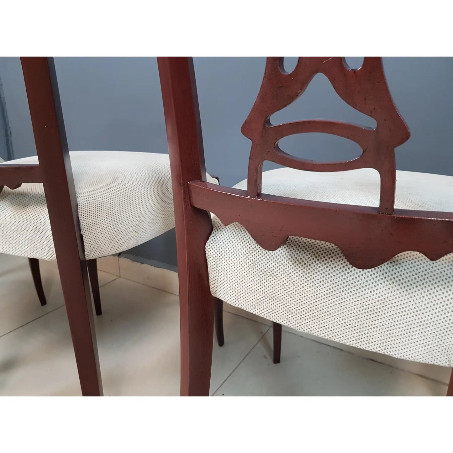 Italian Vintage Modern Dining Chairs in the Style of Paolo Buffa Newly Upholstered - Set of 5