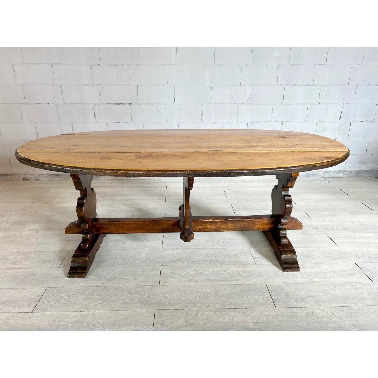 Italian Walnut Drop Leaf Dining Table With Baroque Base