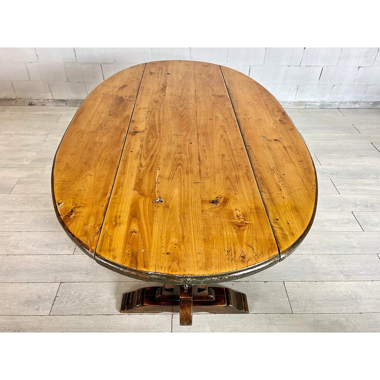 Italian Walnut Drop Leaf Dining Table With Baroque Base