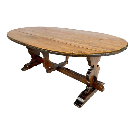 Italian Walnut Drop Leaf Dining Table With Baroque Base