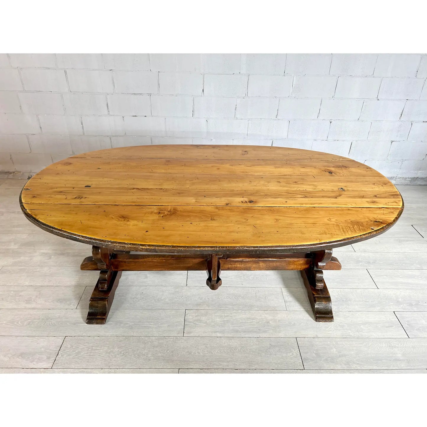 Italian Walnut Drop Leaf Dining Table With Baroque Base