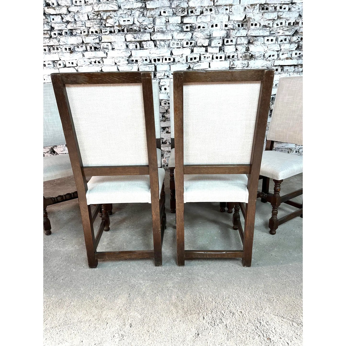 Louis XIII Style Dining Chairs, Reupholstered - Set of 6