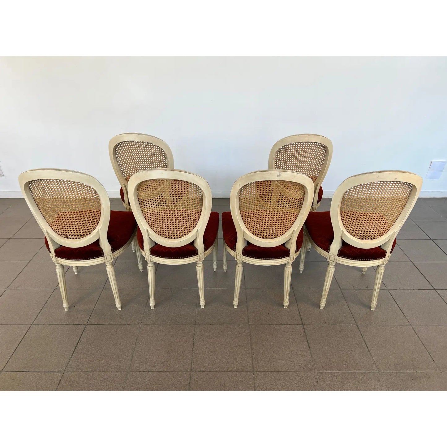 Louis XVI Medallion Cane Back Dining Chairs – Set of 6