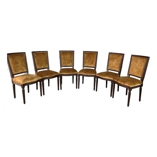 Louis XVI Style Square Back Dining Chairs – Set of 6