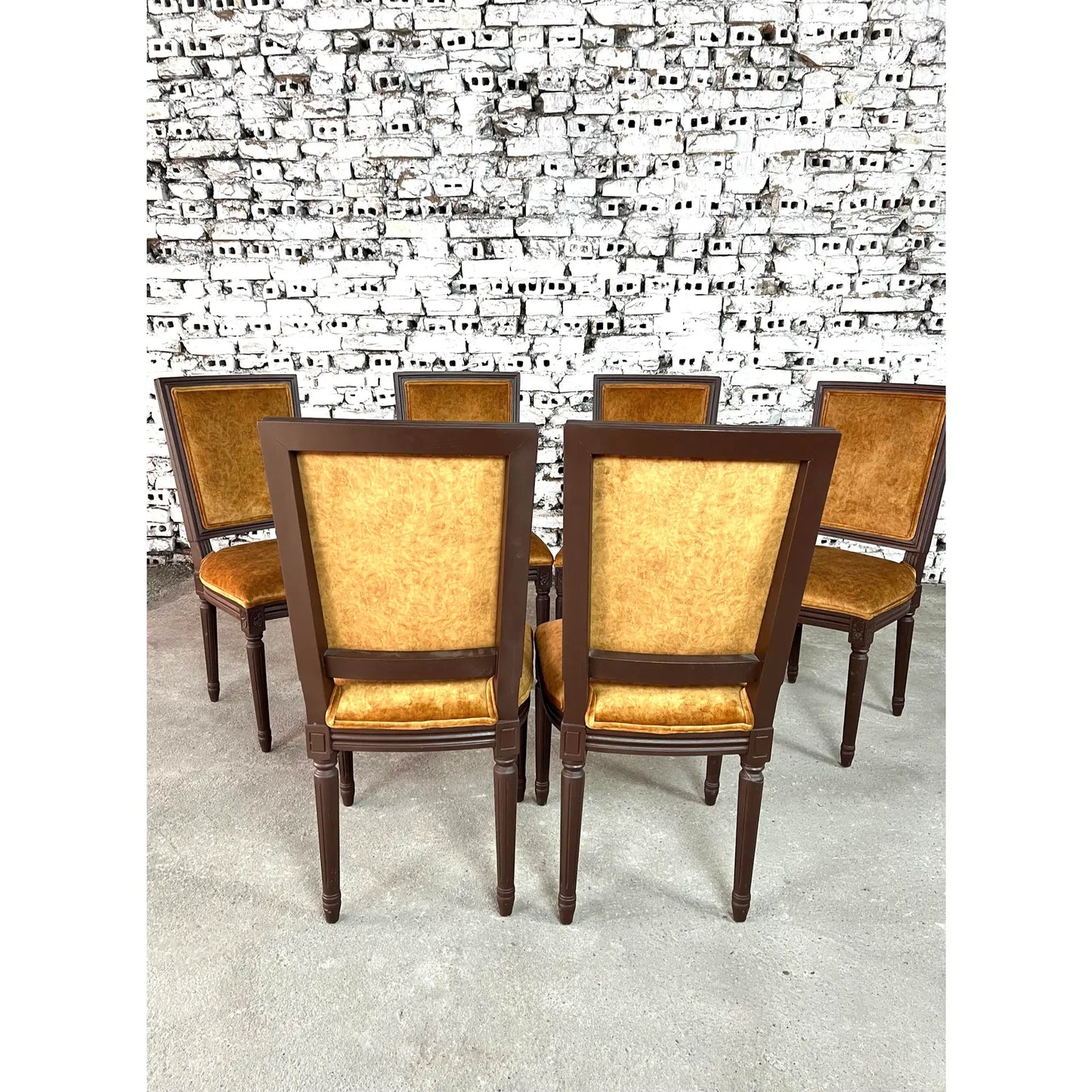 Louis XVI Style Square Back Dining Chairs – Set of 6
