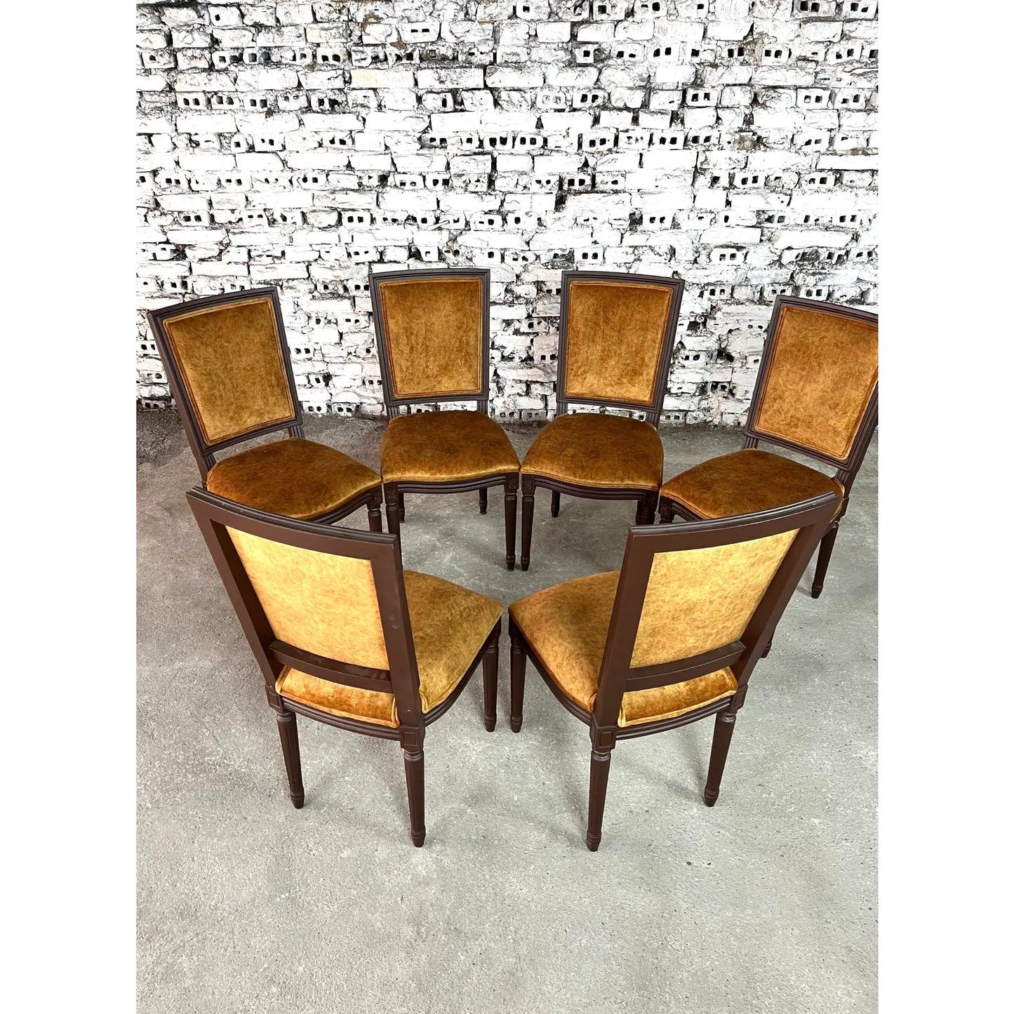 Louis XVI Style Square Back Dining Chairs – Set of 6