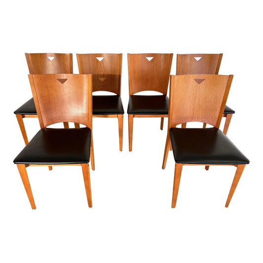 Mid Century Modern Leather Dining Chairs – Set of 6