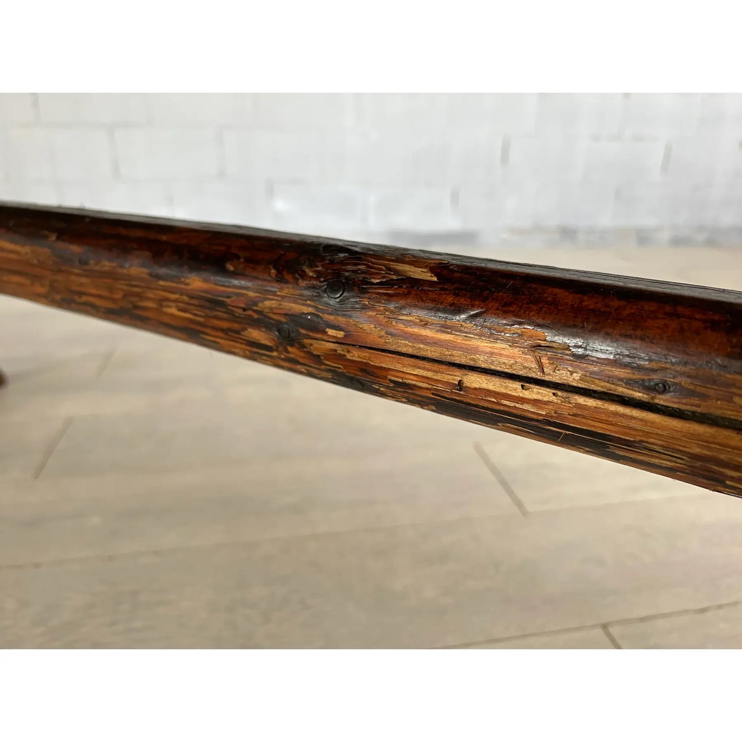 Rare 18c Scandinavian Pine Trestle Dining Table With X-Legs Base