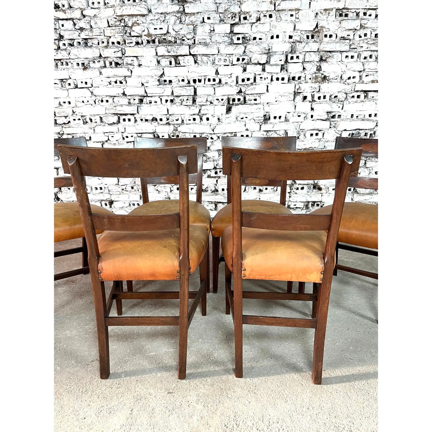 Regency Mahogany Leather Bar-Back Chairs – Set of 6