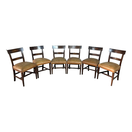 Regency Mahogany Leather Bar-Back Chairs – Set of 6