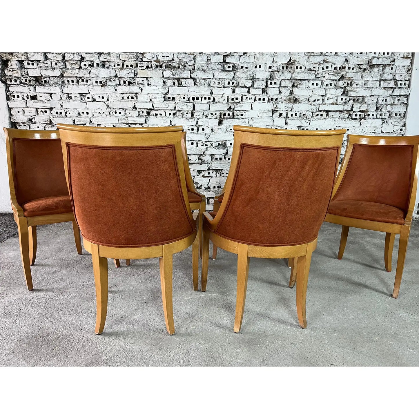 Set of 6 Gondola Art Deco Dining Chairs, Reupholstered