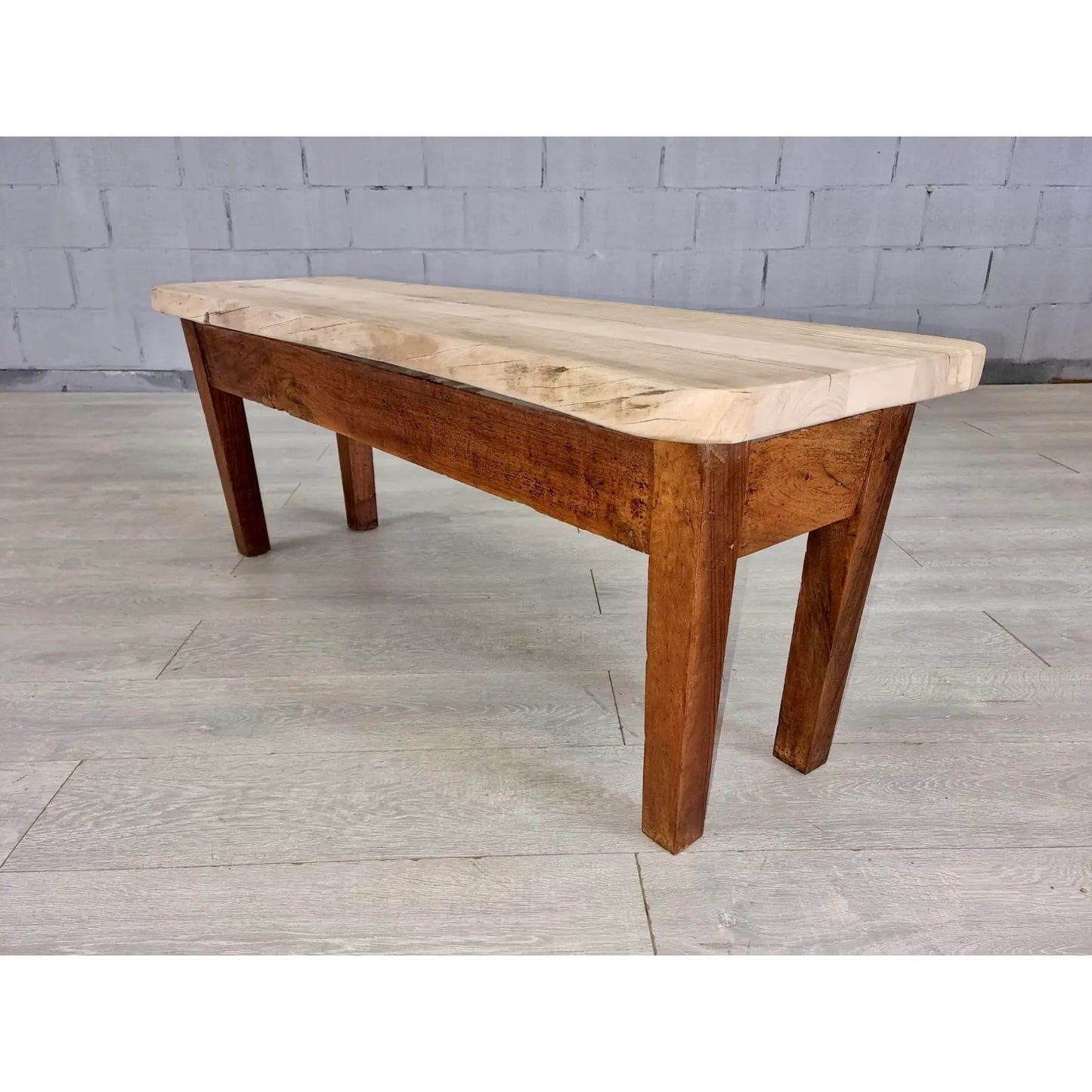 Stylish French Rustic Seating Bench or Side Table Solid Oak
