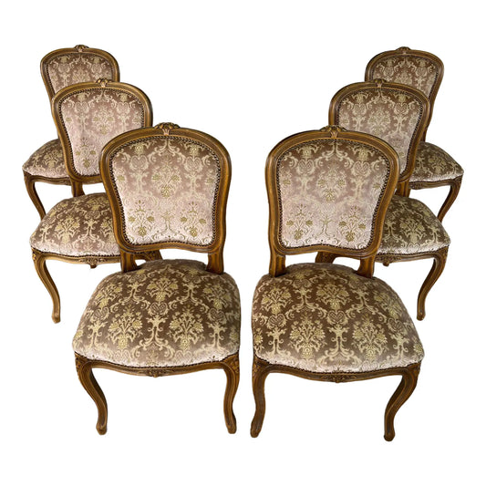 Vintage French Louis XV Style Dining Chairs – Set of 6