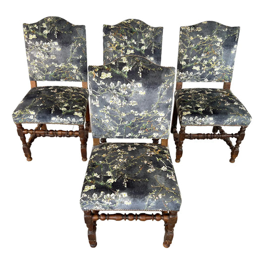 Vintage Louis XIII Style Dining Chairs – Set of 4