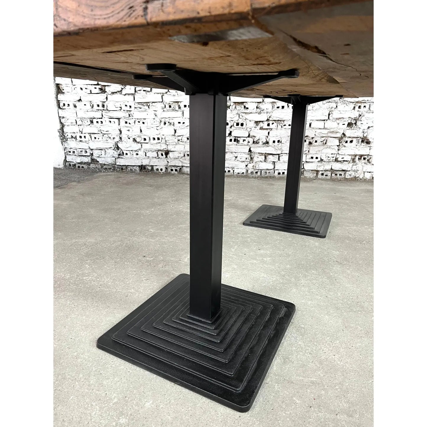Cast Iron and Oak Industrial Dining Table