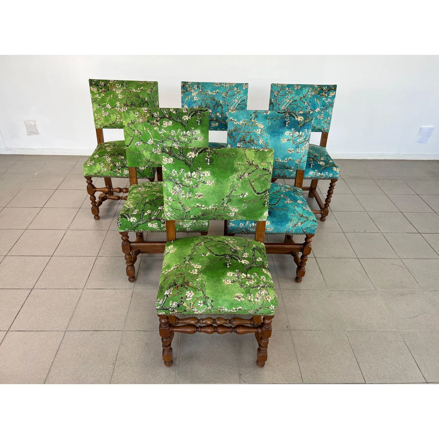 Dining Chairs in Louis XIII Style, Original Upholstery – Set of 6