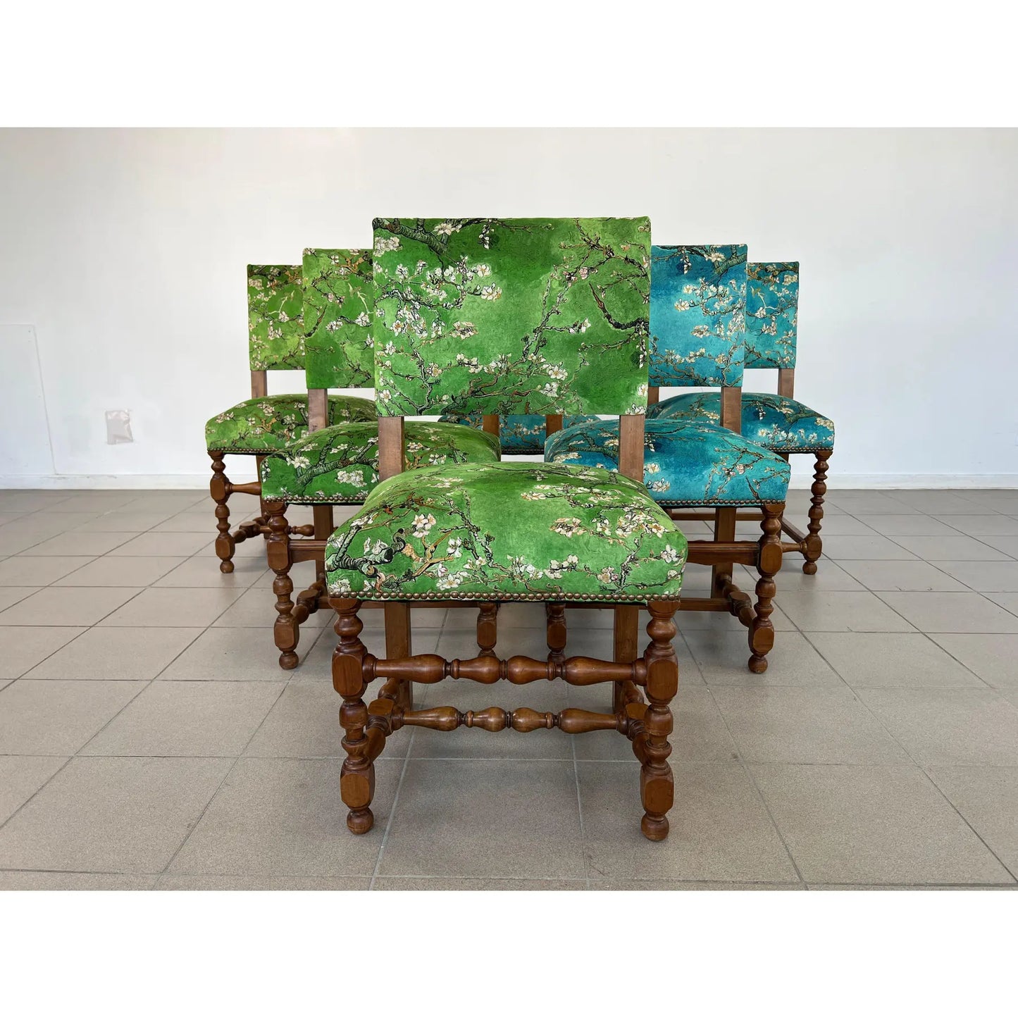 Dining Chairs in Louis XIII Style, Original Upholstery – Set of 6