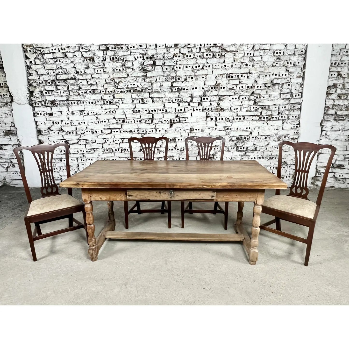 English Georgian Style Mahogany Side Dining Chairs, Newly Upholstered - 8 + 1 Armchair
