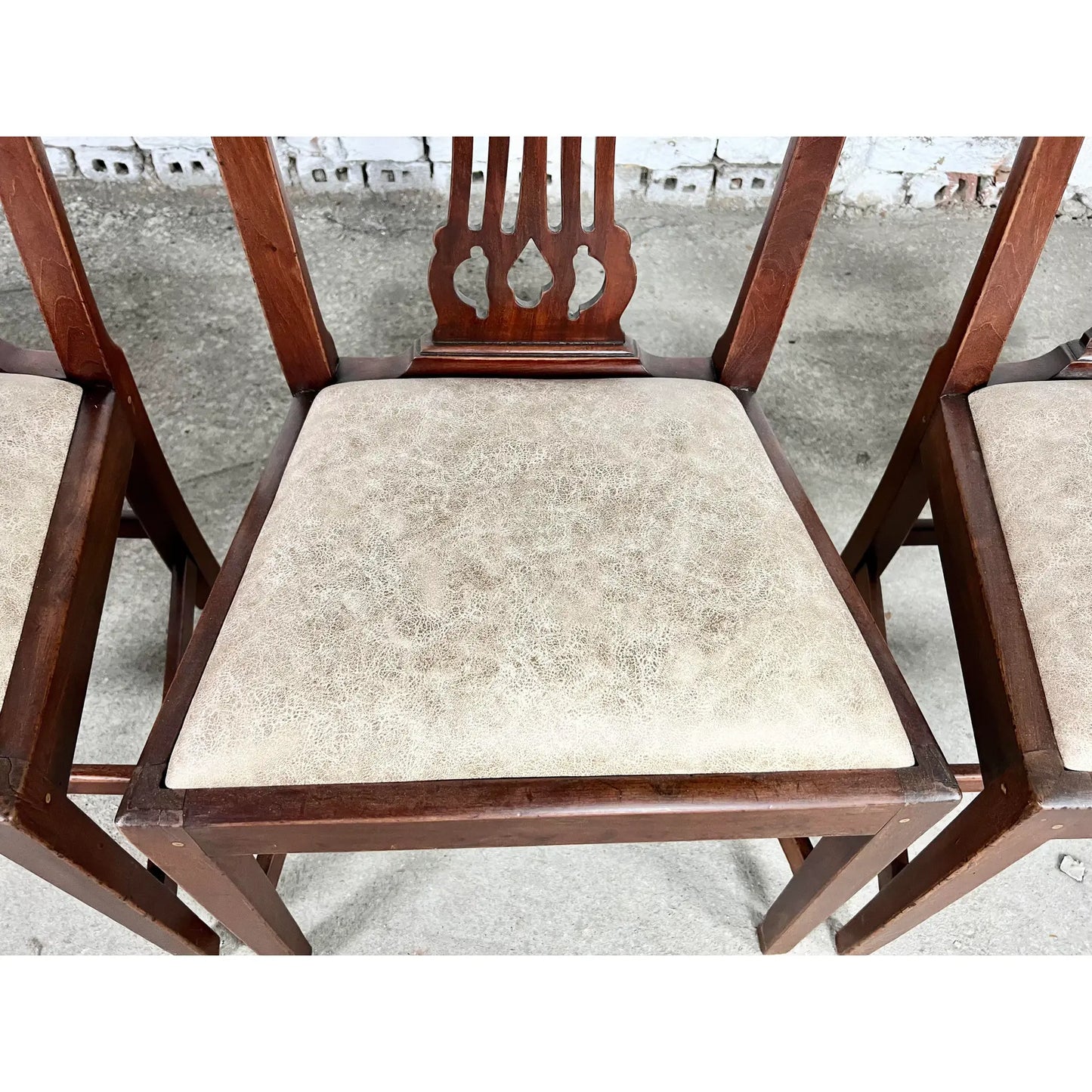 English Georgian Style Mahogany Side Dining Chairs, Newly Upholstered - 8 + 1 Armchair