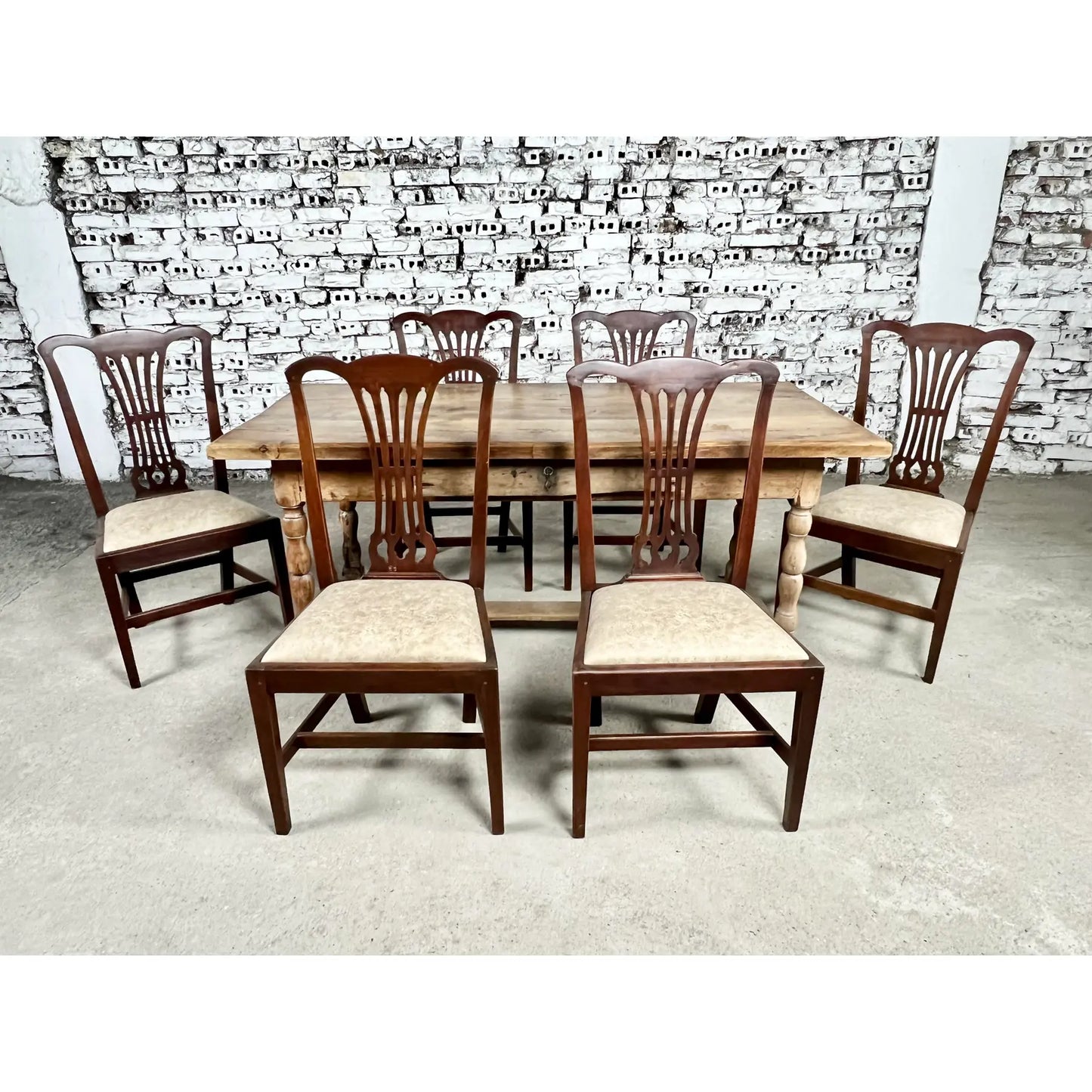 English Georgian Style Mahogany Side Dining Chairs, Newly Upholstered - 8 + 1 Armchair