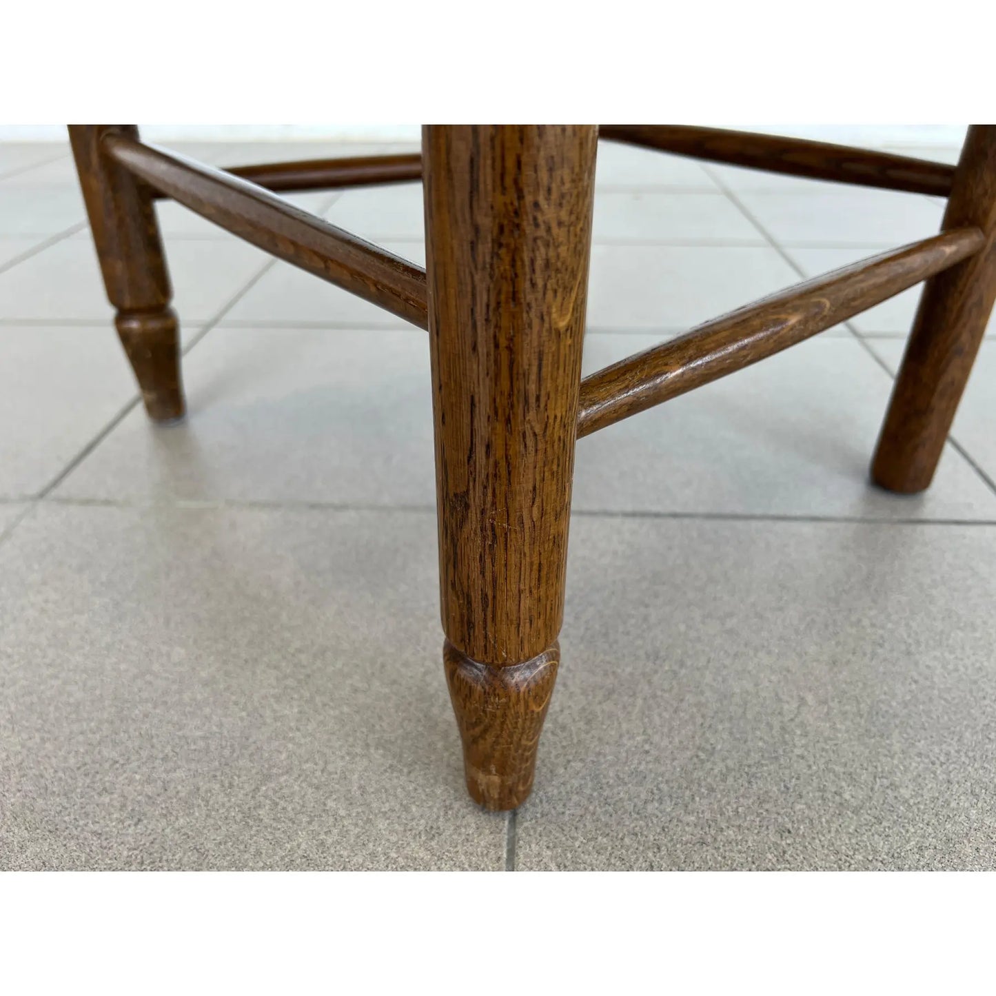 French Farmhouse Oak Ladder Back Dining Chairs With Rush Woven Seats – Set of 6