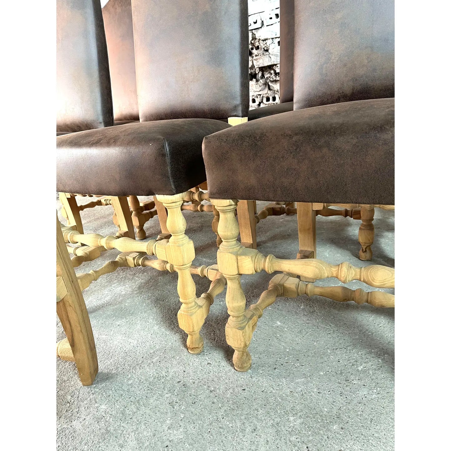 French Louis XIII High Back Dining Chairs - Set of 8