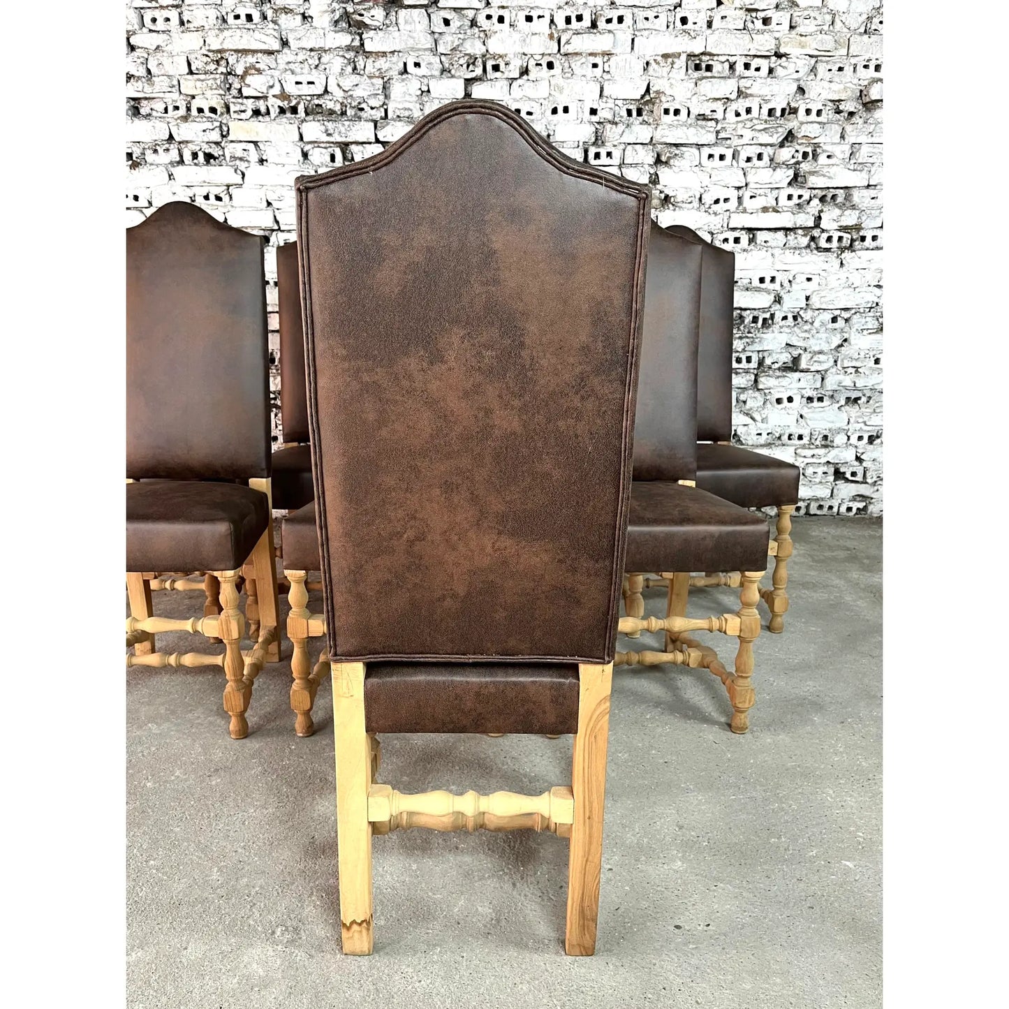 French Louis XIII High Back Dining Chairs - Set of 8