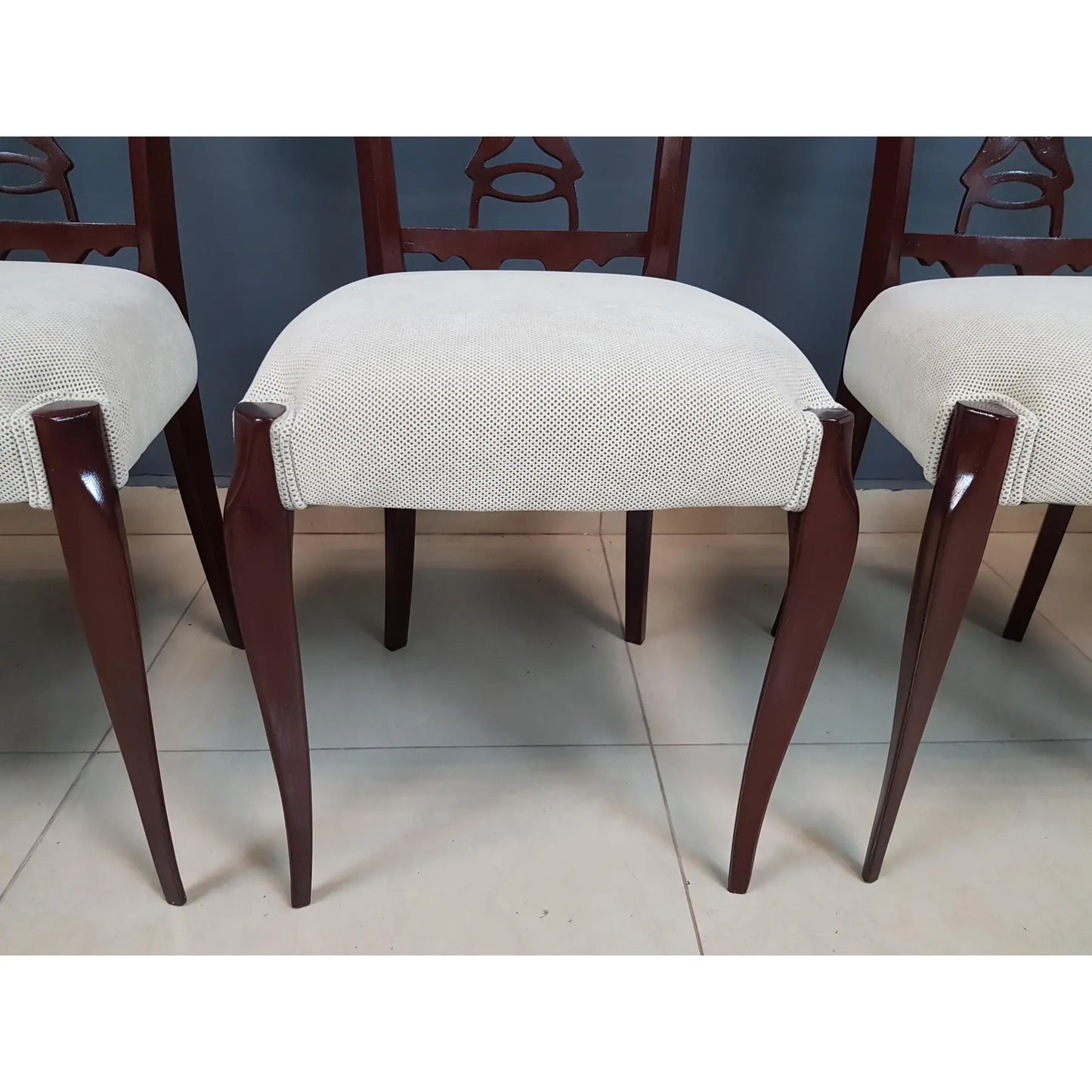 Italian Vintage Modern Dining Chairs in the Style of Paolo Buffa Newly Upholstered - Set of 5