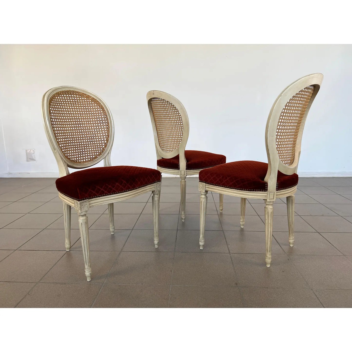 Louis XVI Medallion Cane Back Dining Chairs – Set of 6