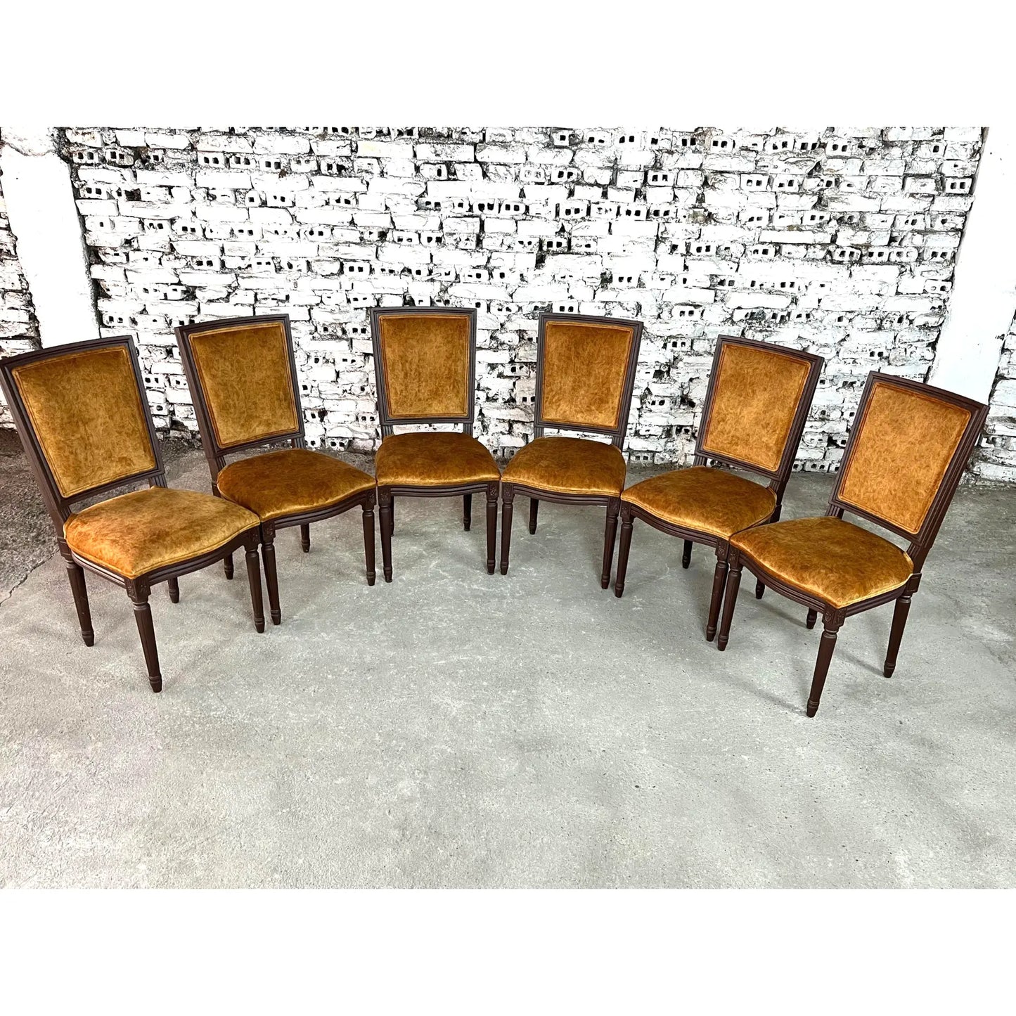 Louis XVI Style Square Back Dining Chairs – Set of 6