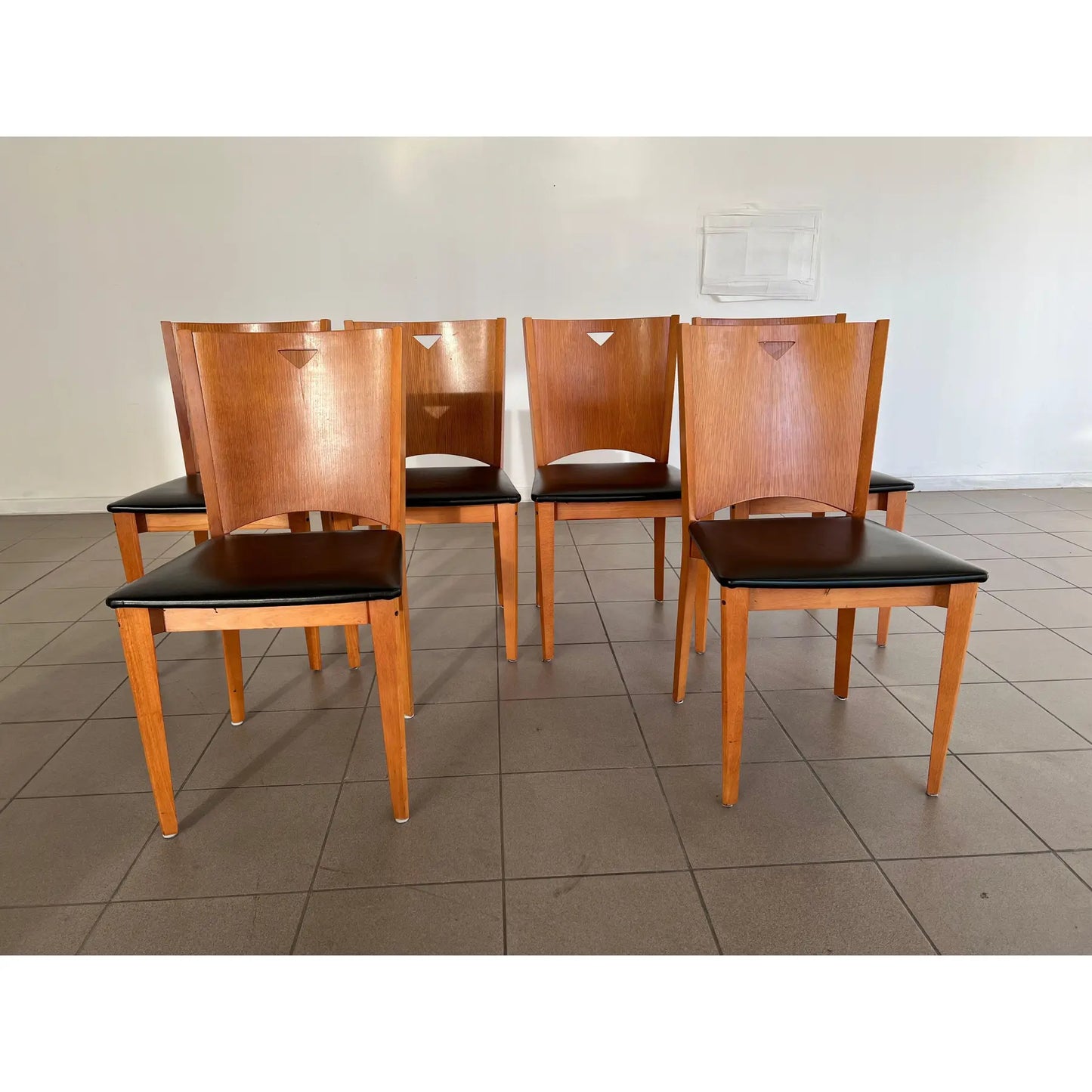 Mid Century Modern Leather Dining Chairs – Set of 6