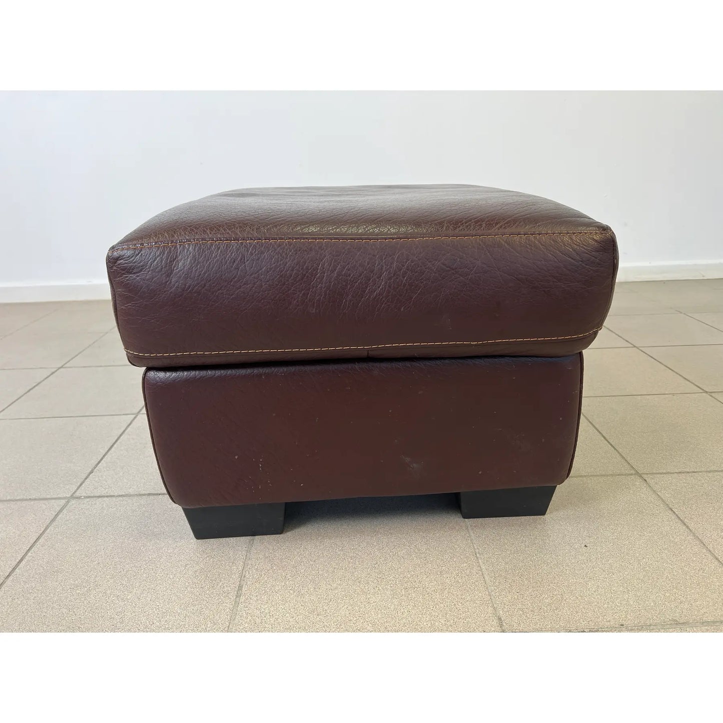 Pair of Vintage Dutch Leather Armchairs With Ottoman
