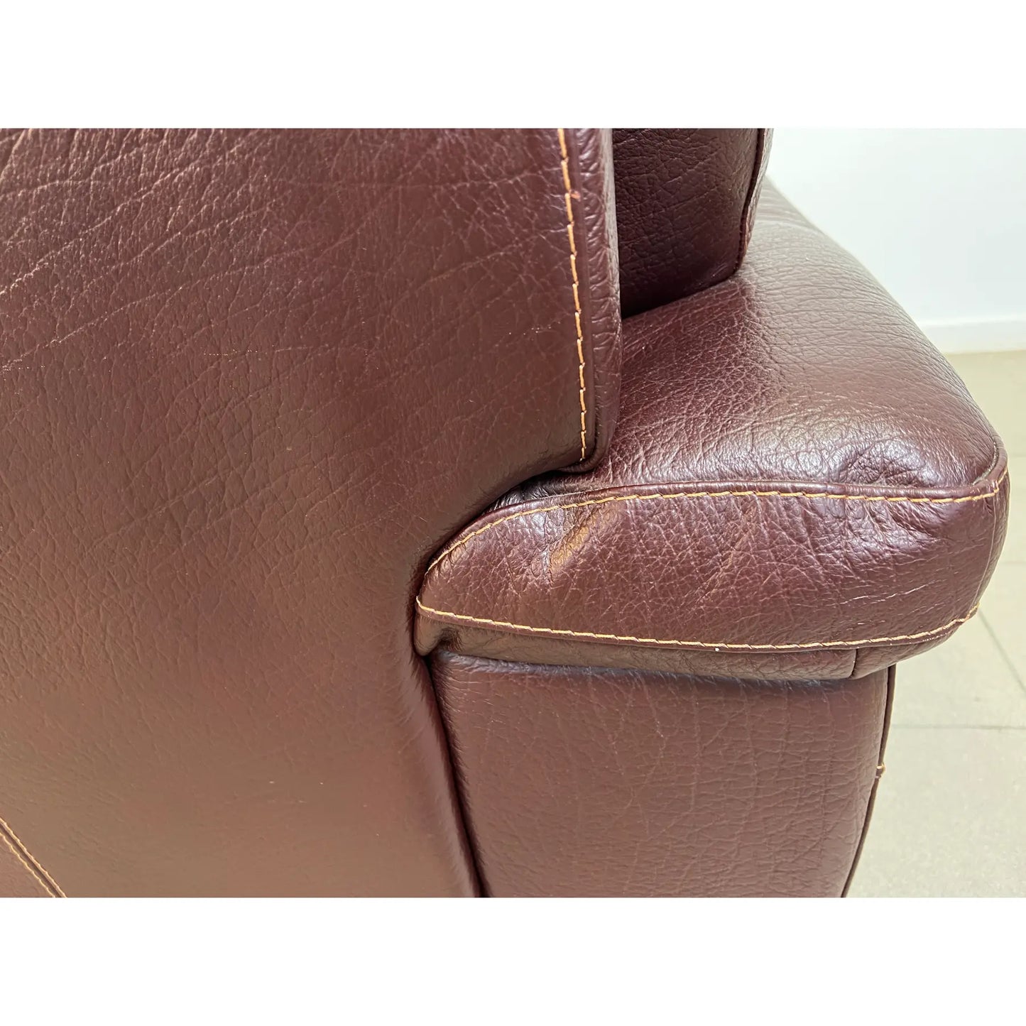 Pair of Vintage Dutch Leather Armchairs With Ottoman