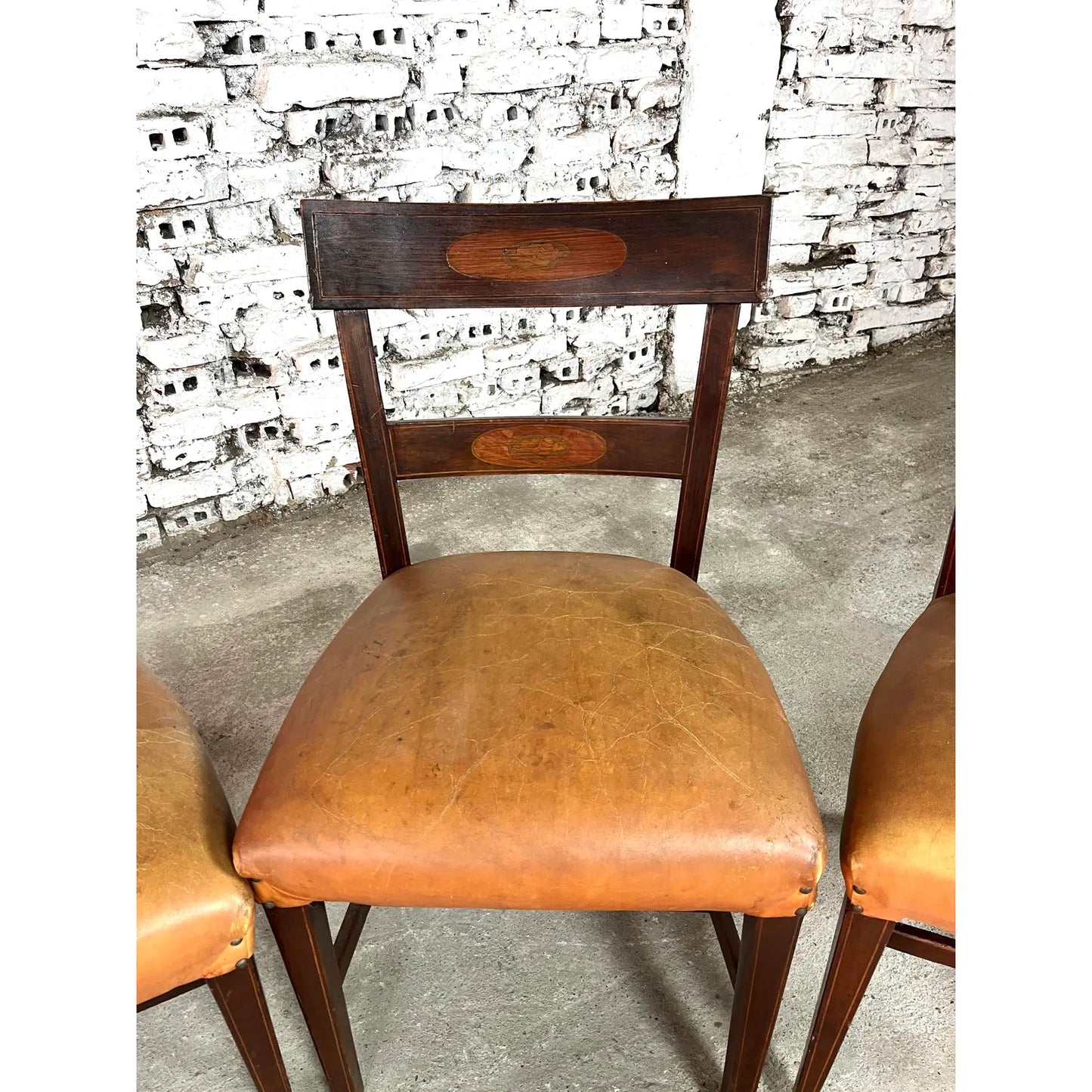 Regency Mahogany Leather Bar-Back Chairs – Set of 6