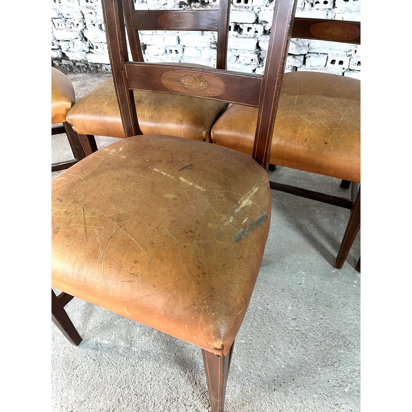 Regency Mahogany Leather Bar-Back Chairs – Set of 6