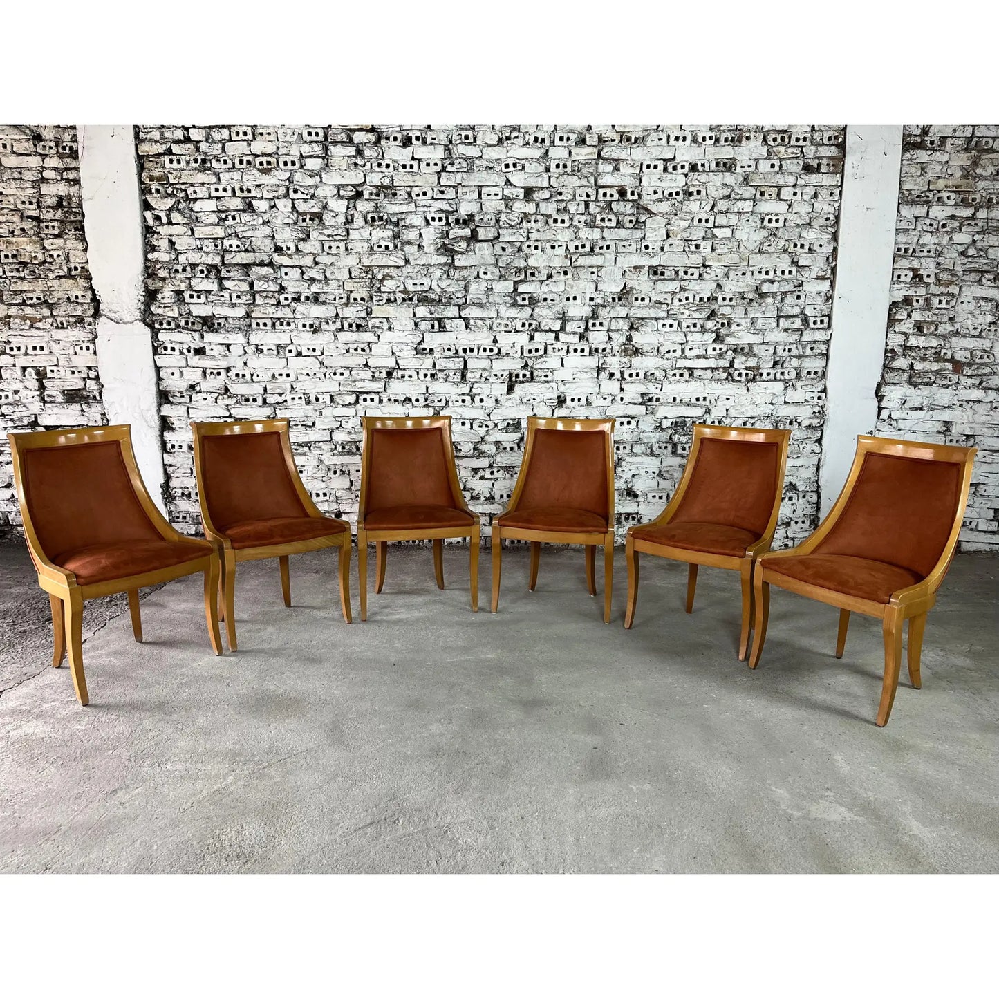 Set of 6 Gondola Art Deco Dining Chairs, Reupholstered